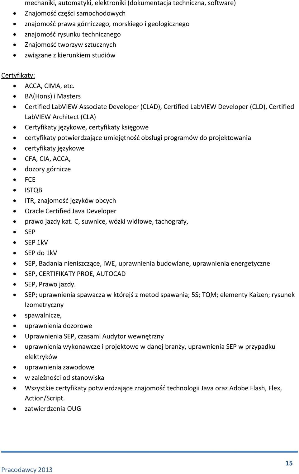 BA(Hons) i Masters Certified LabVIEW Associate Developer (CLAD), Certified LabVIEW Developer (CLD), Certified LabVIEW Architect (CLA) Certyfikaty językowe, certyfikaty księgowe certyfikaty