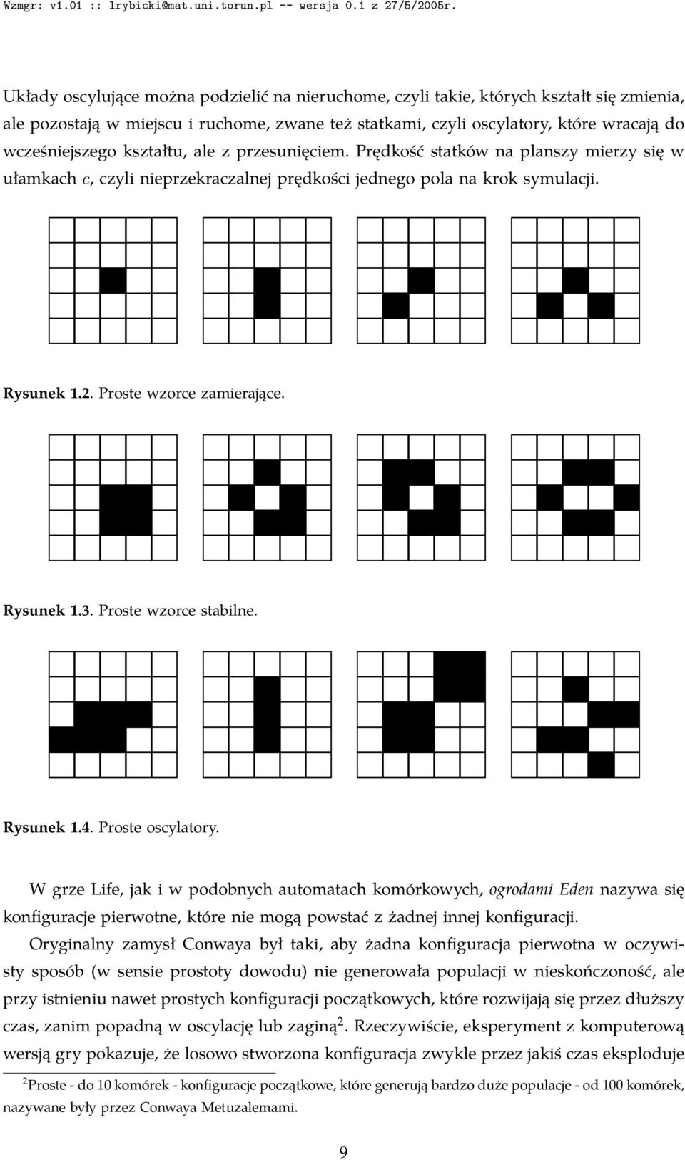 Proste wzorce stabilne. Rysunek 1.4. Proste oscylatory.