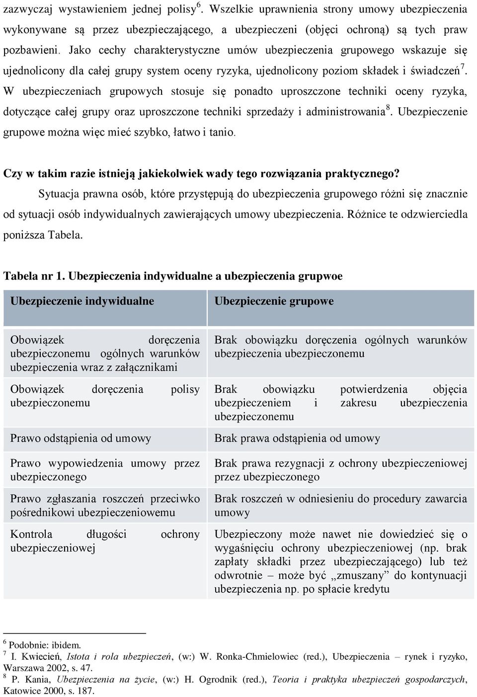 W ubezpieczeniach grupowych stosuje się ponadto uproszczone techniki oceny ryzyka, dotyczące całej grupy oraz uproszczone techniki sprzedaży i administrowania 8.