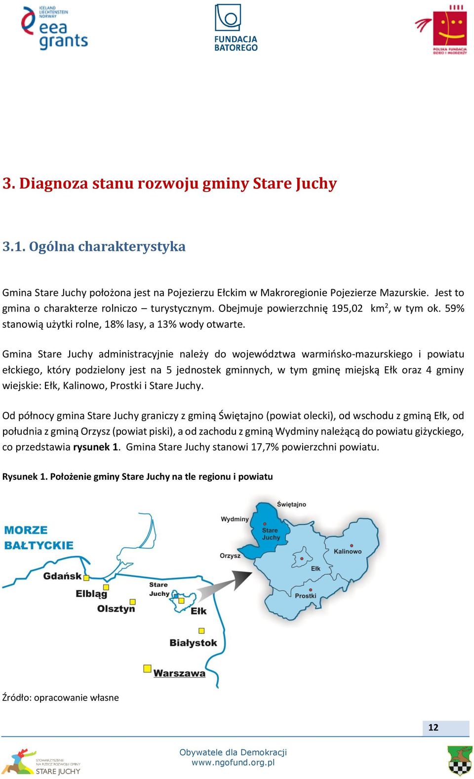 Gmina Stare Juchy administracyjnie należy do województwa warmińsko-mazurskiego i powiatu ełckiego, który podzielony jest na 5 jednostek gminnych, w tym gminę miejską Ełk oraz 4 gminy wiejskie: Ełk,