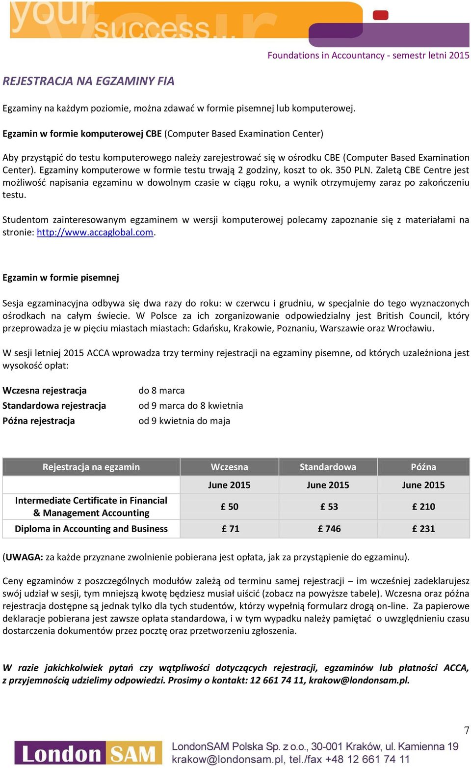 Egzaminy komputerowe w formie testu trwają 2 godziny, koszt to ok. 350 PLN.