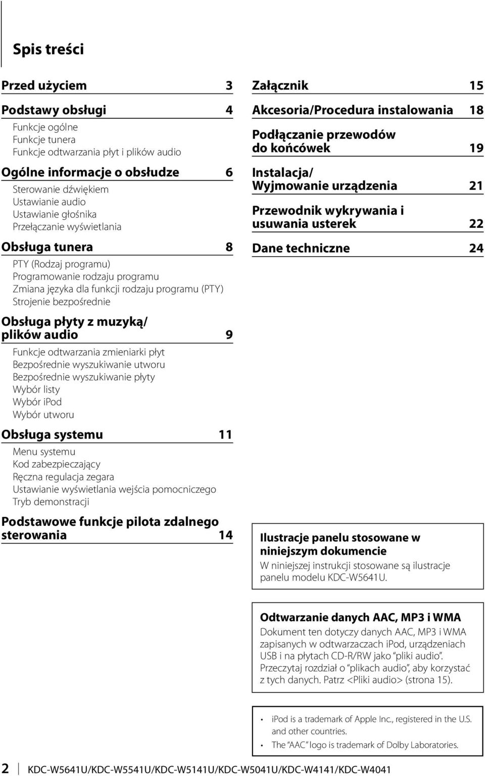 muzyką/ plików audio 9 Funkcje odtwarzania zmieniarki płyt Bezpośrednie wyszukiwanie utworu Bezpośrednie wyszukiwanie płyty Wybór listy Wybór ipod Wybór utworu Obsługa systemu 11 Menu systemu Kod