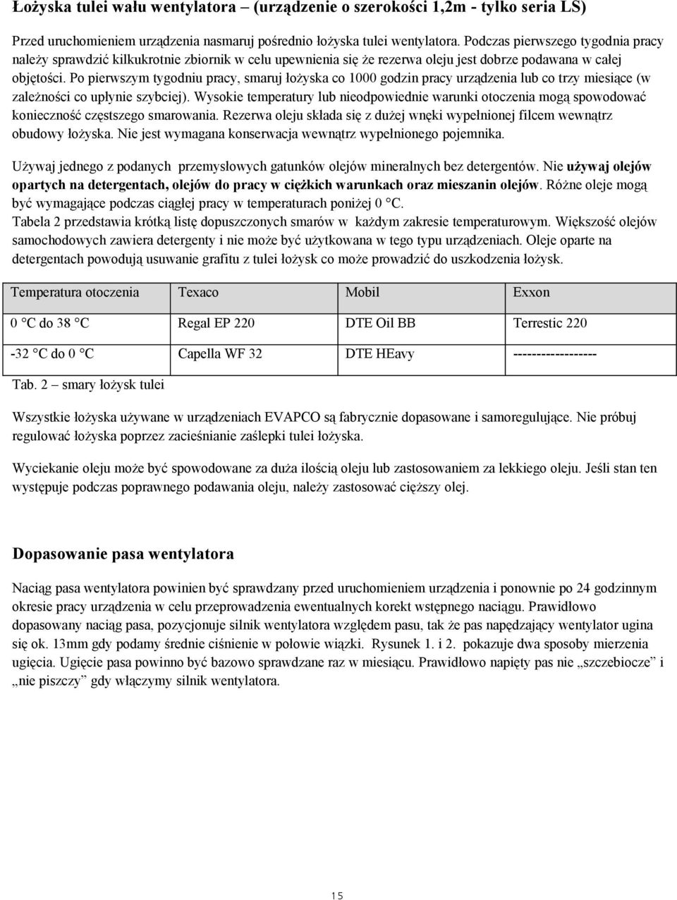 Po pierwszym tygodniu pracy, smaruj łożyska co 1000 godzin pracy urządzenia lub co trzy miesiące (w zależności co upłynie szybciej).