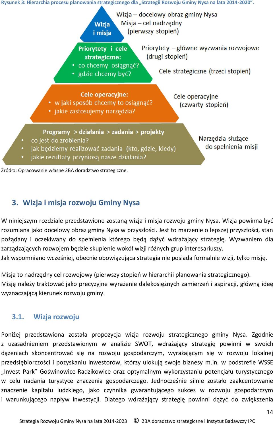 Wyzwaniem dla zarządzających rozwojem będzie skupienie wokół wizji różnych grup interesariuszy. Jak wspomniano wcześniej, obecnie obowiązująca strategia nie posiada formalnie wizji, tylko misję.