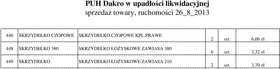 ZAWIASA 380 449 SKRZYDEŁKO SKRZYDEŁKO ŁOŻYSKOWE