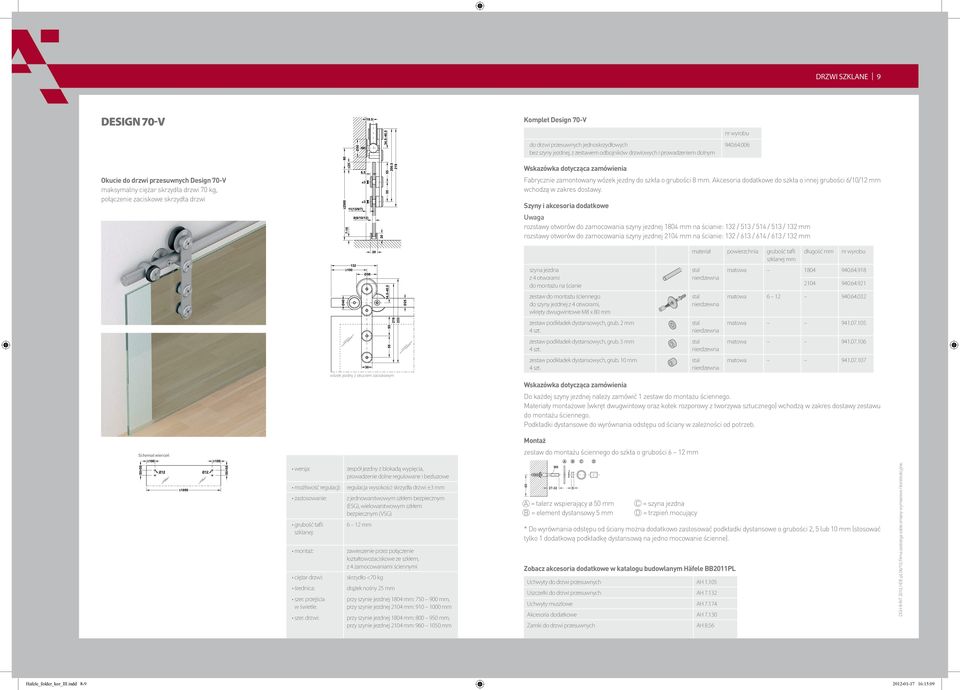 grubości 8. Akcesoria dodatkowe do szkła o innej grubości 6/10/12 wchodzą w zakres dostawy.