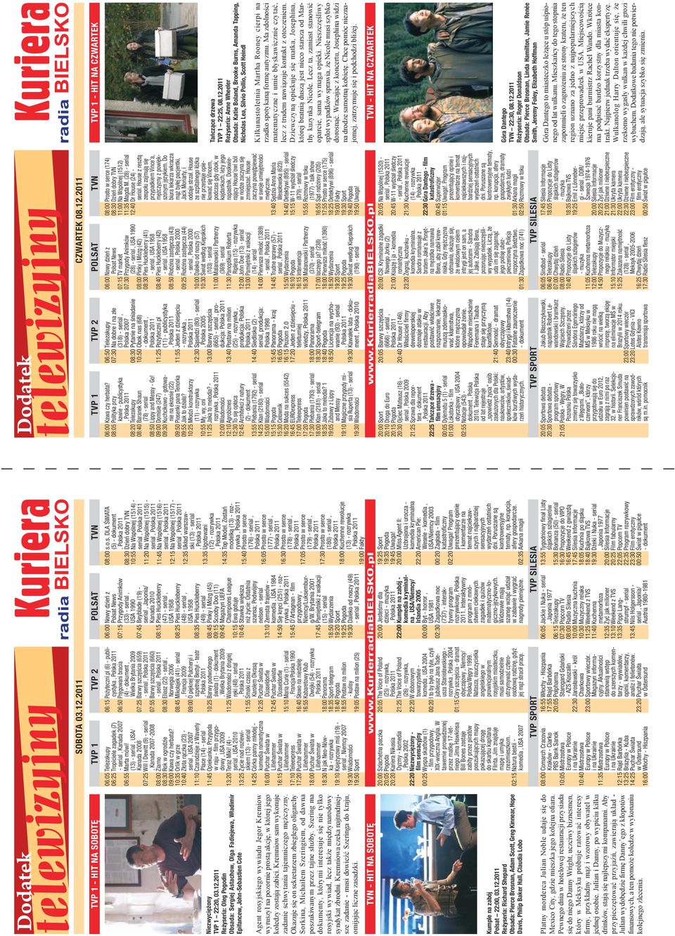 - rozrywka 12:00 Wiadomości 12:10 Agrobiznes 12:30 To się opłaca 12:45 Architekci z natury (2) - dokument 13:55 Plebania (1792) - serial 14:25 Klan (2180) - serial 15:00 Wiadomości 15:15 Pogoda 15:30