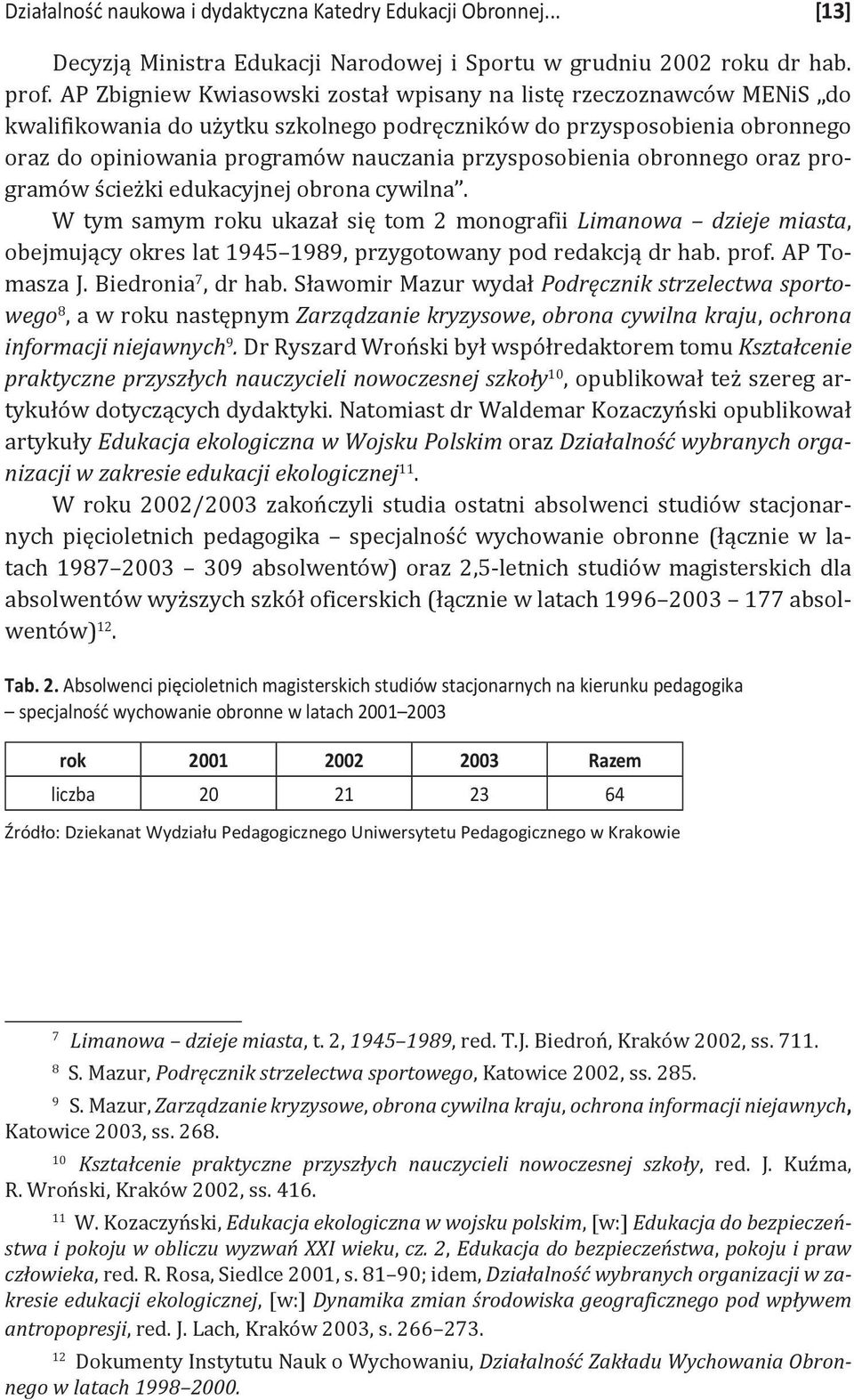 przysposobienia obronnego oraz programów ścieżki edukacyjnej obrona cywilna.