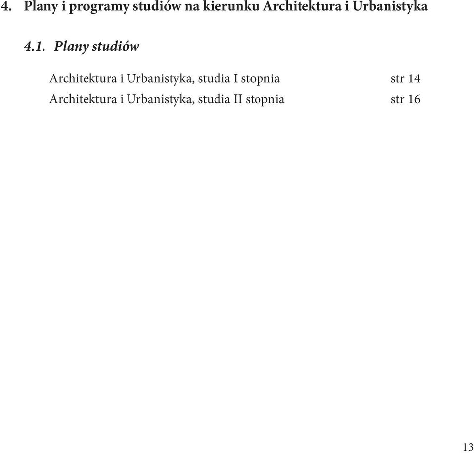 Plany studiów Architektura i Urbanistyka, studia