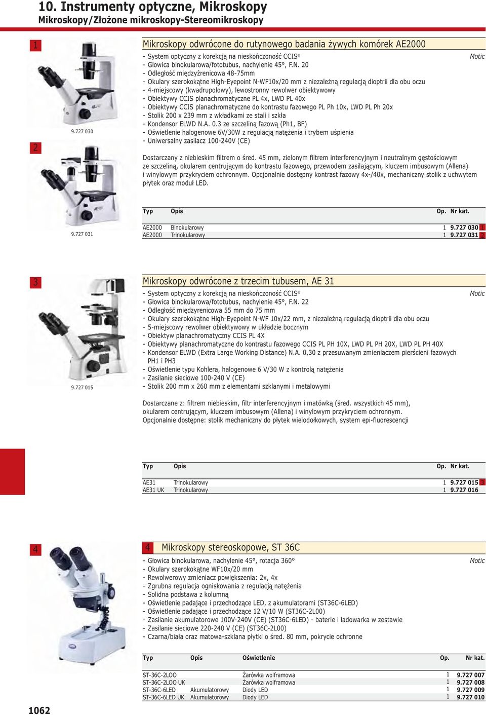 0 - Odległość międzyźrenicowa 8-7 - Okulary szerokokątne High-Eyepoint N-WF0x/0 z niezależną regulacją dioptrii dla obu oczu - -miejscowy (kwadrupolowy), lewostronny rewolwer obiektywowy - Obiektywy