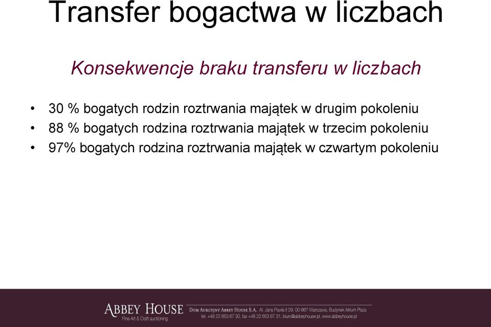 pokoleniu 88 % bogatych rodzina roztrwania majątek w trzecim