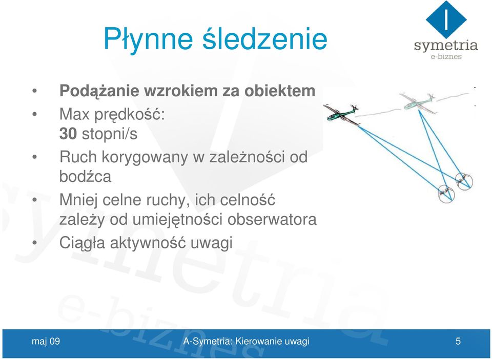 bodźca Mniej celne ruchy, ich celność zaleŝy od