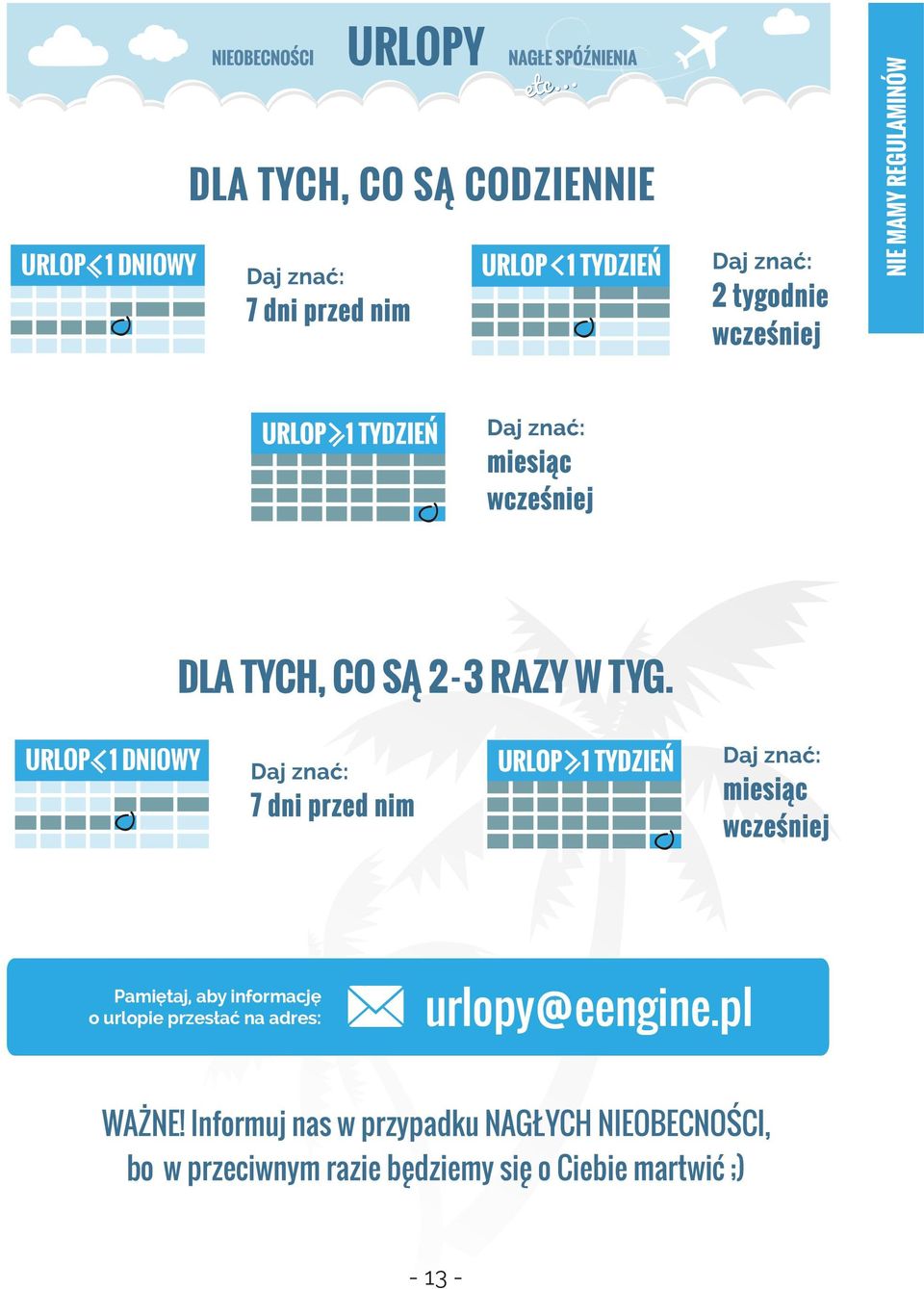 DNIOWY Pamiętaj aby informację o