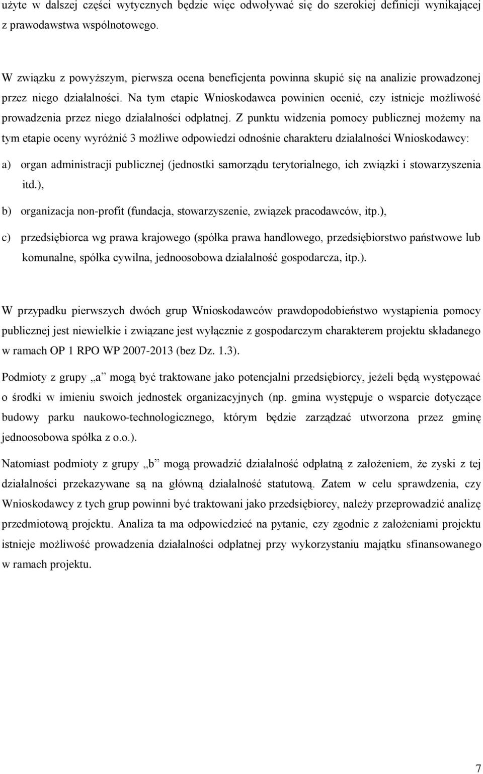 Na tym etapie Wnioskodawca powinien ocenić, czy istnieje możliwość prowadzenia przez niego działalności odpłatnej.