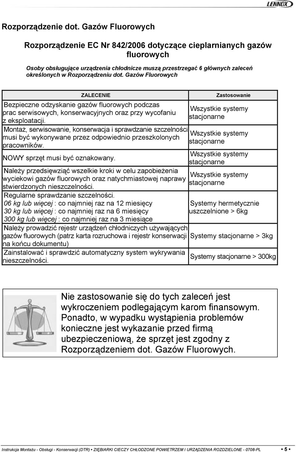 Gazów Fluorowych ZALECENIE Bezpieczne odzyskanie gazów fluorowych podczas prac serwisowych, konserwacyjnych oraz przy wycofaniu z eksploatacji.