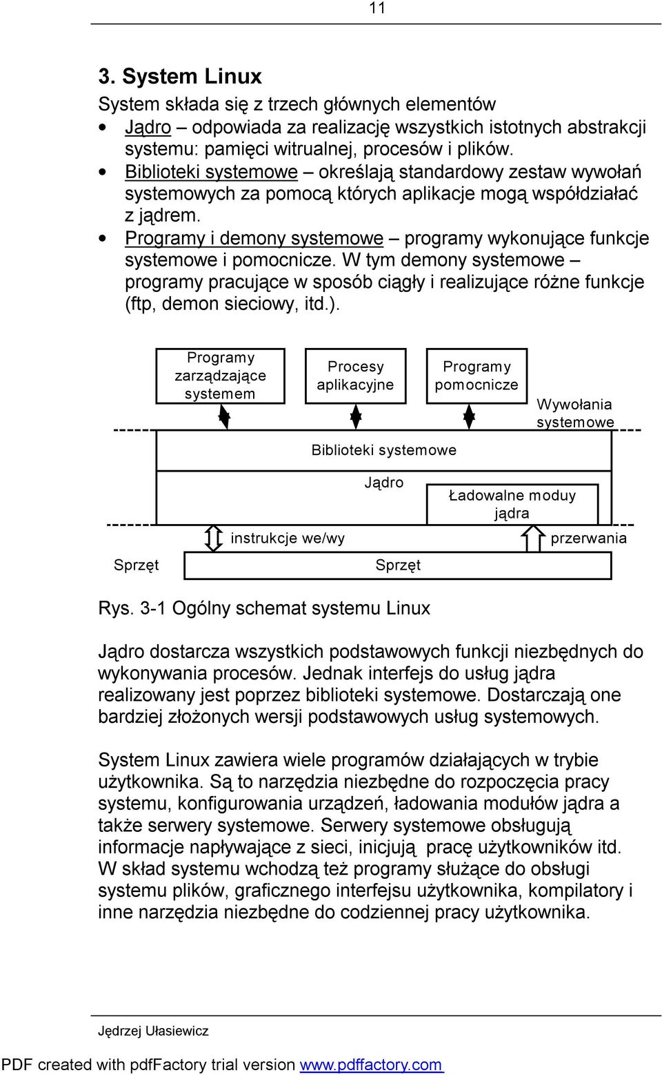 Programy i demony systemowe programy wykonujące funkcje systemowe i pomocnicze. W tym demony systemowe programy pracujące w sposób ciągły i realizujące różne funkcje (ftp, demon sieciowy, itd.).