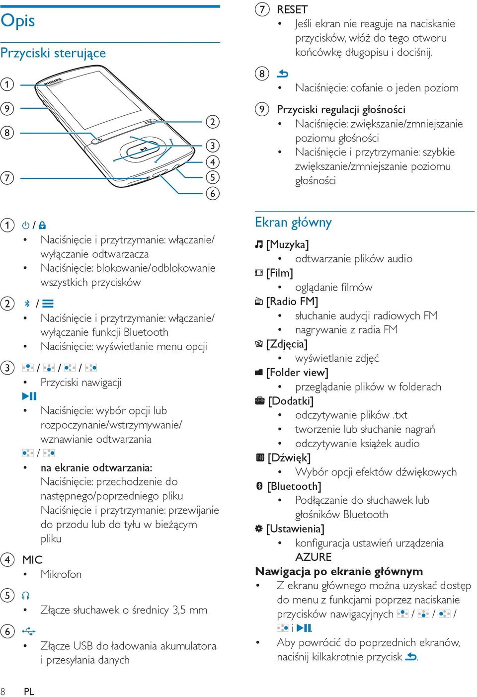 głośności a / Naciśnięcie i przytrzymanie: włączanie/ wyłączanie odtwarzacza Naciśnięcie: blokowanie/odblokowanie wszystkich przycisków b / Naciśnięcie i przytrzymanie: włączanie/ wyłączanie funkcji