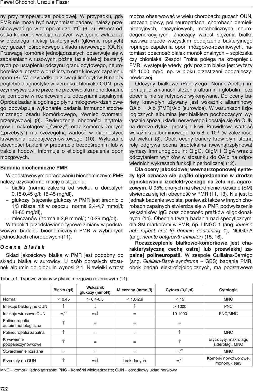 Przewagę komórek jednojądrzastych obserwuje się w zapaleniach wirusowych, późnej fazie infekcji bakteryjnych po ustąpieniu odczynu granulocytowego, neuroboreliozie, często w gruźliczym oraz kiłowym