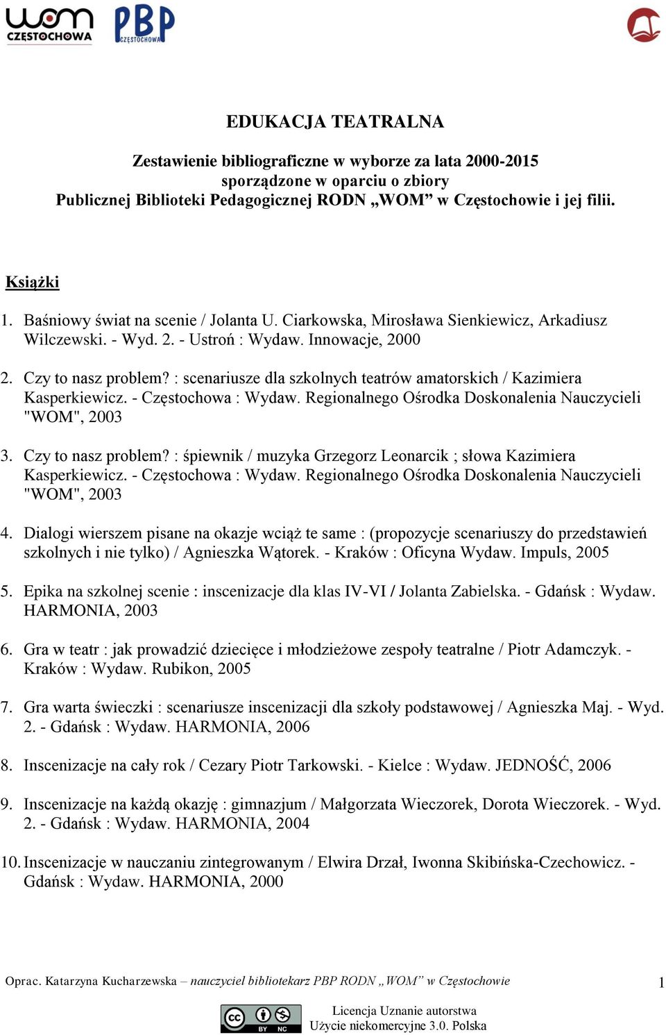 : scenariusze dla szkolnych teatrów amatorskich / Kazimiera Kasperkiewicz. - Częstochowa : Wydaw. Regionalnego Ośrodka Doskonalenia Nauczycieli "WOM", 2003 3. Czy to nasz problem?