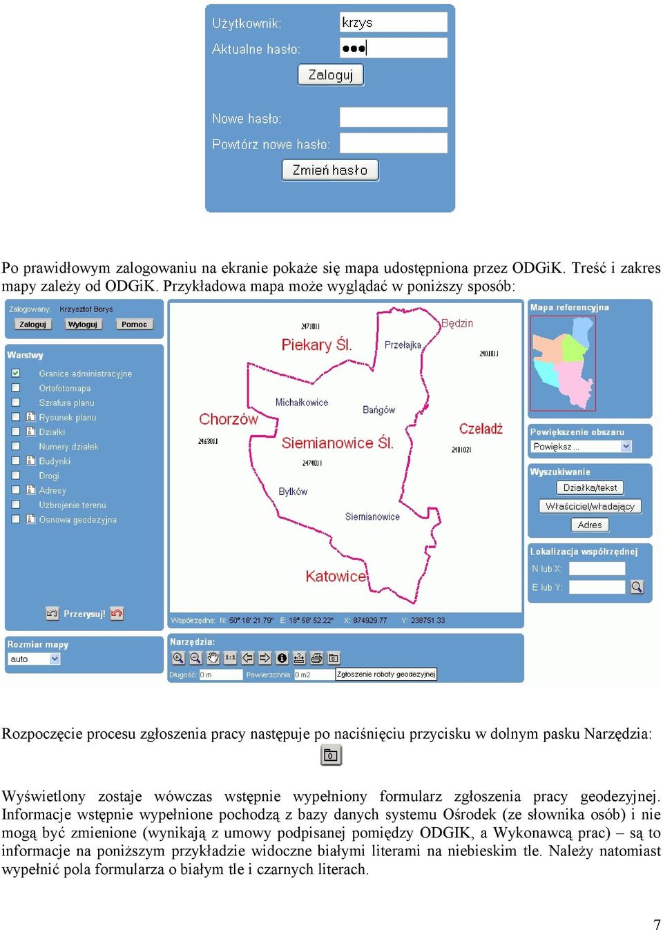 wówczas wstępnie wypełniony formularz zgłoszenia pracy geodezyjnej.