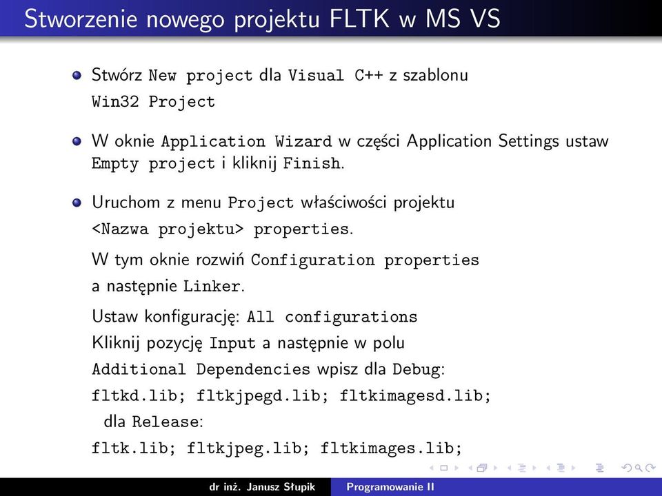 W tym oknie rozwiń Configuration properties a następnie Linker.