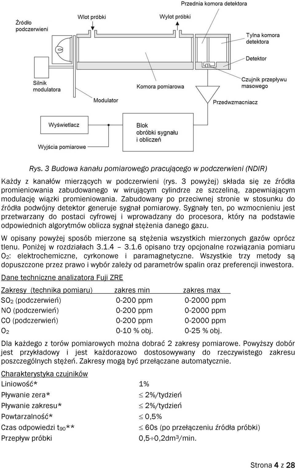 Zabudowany po przeciwnej stronie w stosunku do źródła podwójny detektor generuje sygnał pomiarowy.