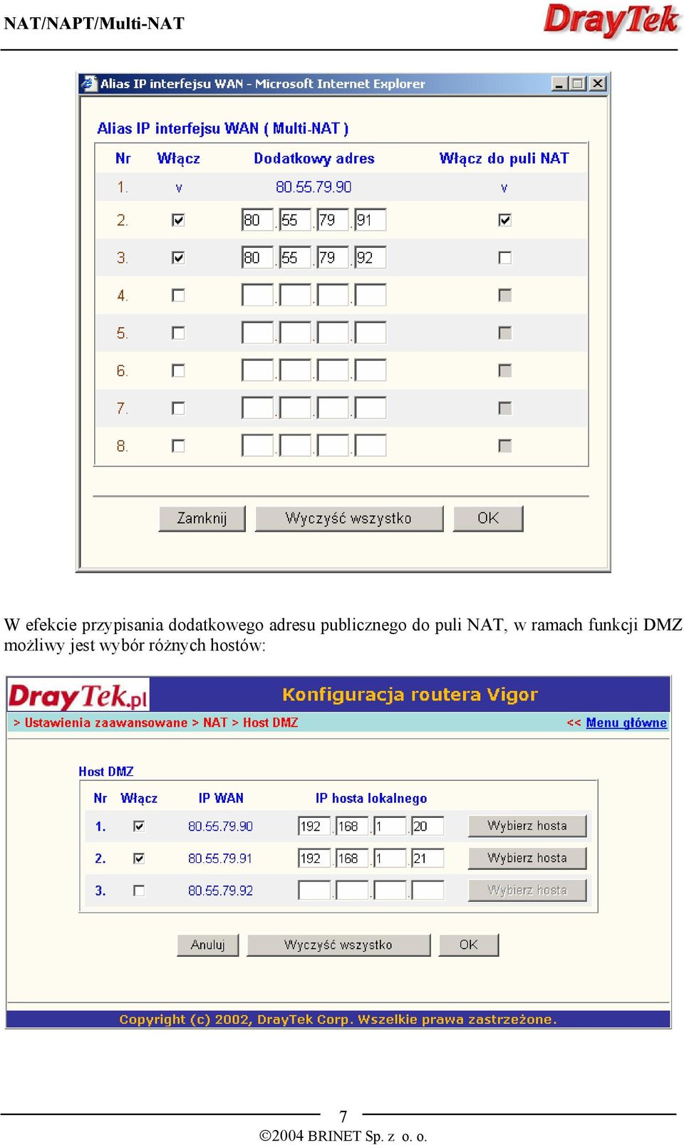 do puli NAT, w ramach funkcji