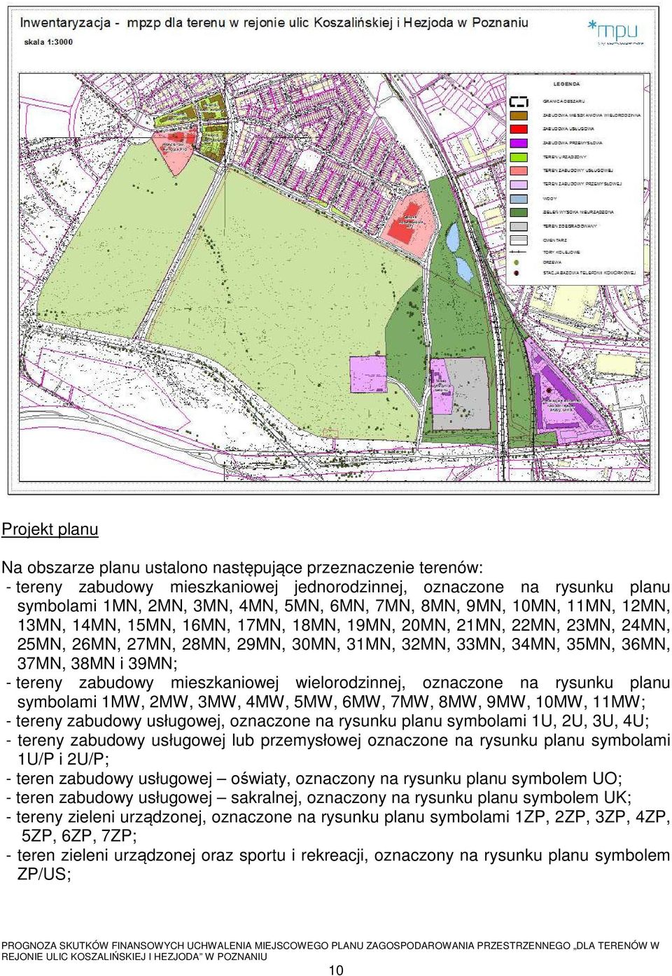 zabudowy mieszkaniowej wielorodzinnej, oznaczone na rysunku planu symbolami 1MW, 2MW, 3MW, 4MW, 5MW, 6MW, 7MW, 8MW, 9MW, 10MW, 11MW; - tereny zabudowy usługowej, oznaczone na rysunku planu symbolami