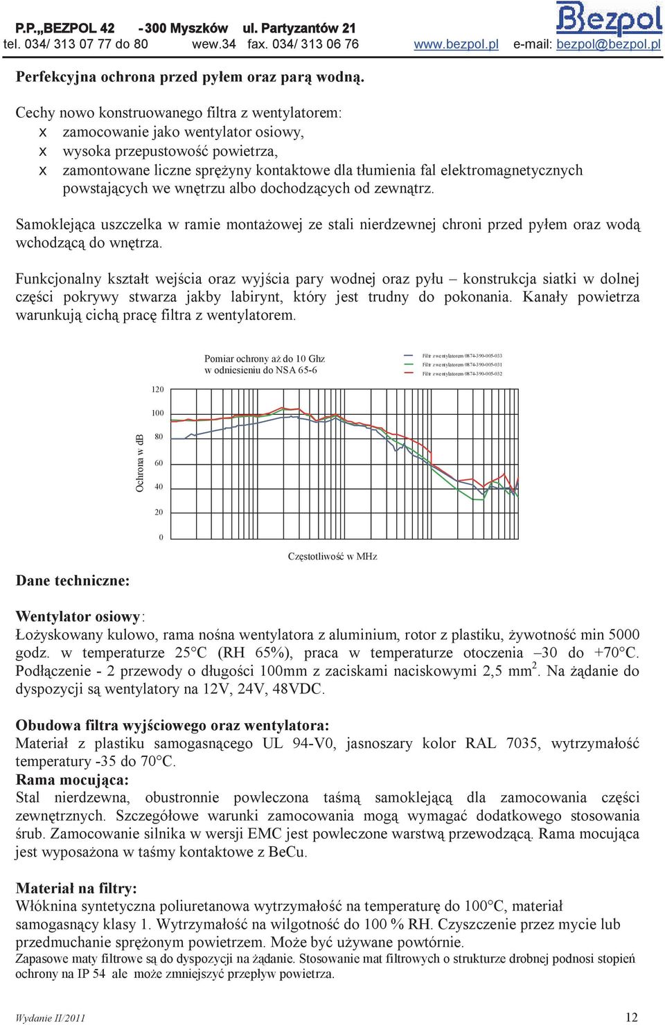 elektromagnetycznych powstających we wnętrzu albo dochodzących od zewnątrz. Samoklejąca uszczelka w ramie montażowej ze stali nierdzewnej chroni przed pyłem oraz wodą wchodzącą do wnętrza.