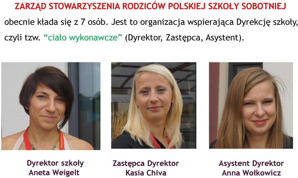 Jest to organizacja wspierająca Dyrekcję szkoły, czyli tzw.