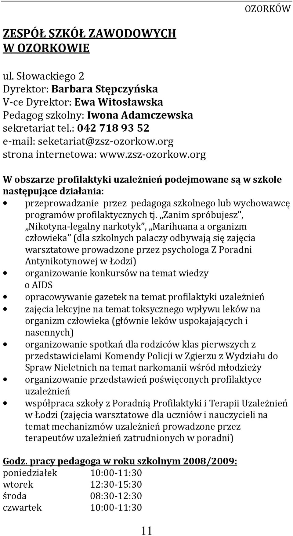 org strona internetowa: www.zsz-ozorkow.