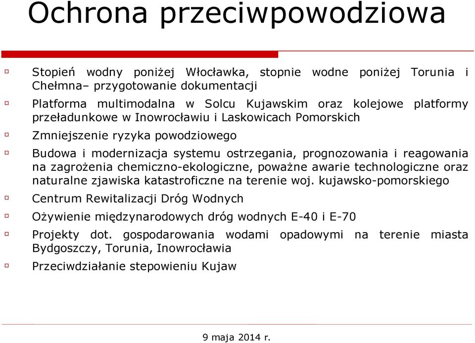 na zagrożenia chemiczno-ekologiczne, poważne awarie technologiczne oraz naturalne zjawiska katastroficzne na terenie woj.