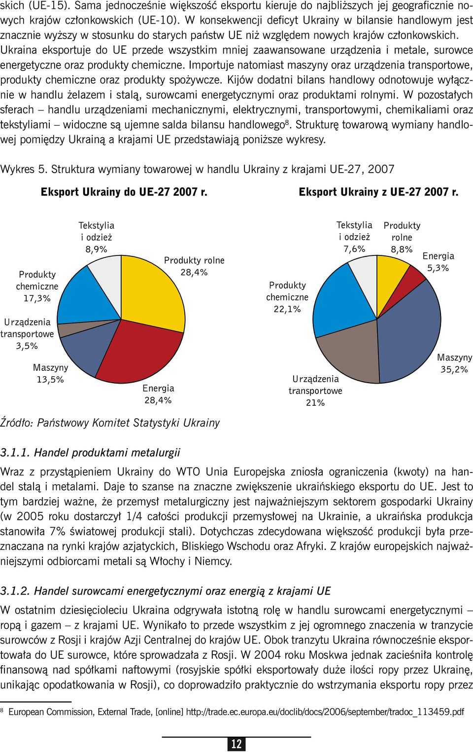 Ukraina eksportuje do UE przede wszystkim mniej zaawansowane urządzenia i metale, surowce energetyczne oraz produkty chemiczne.