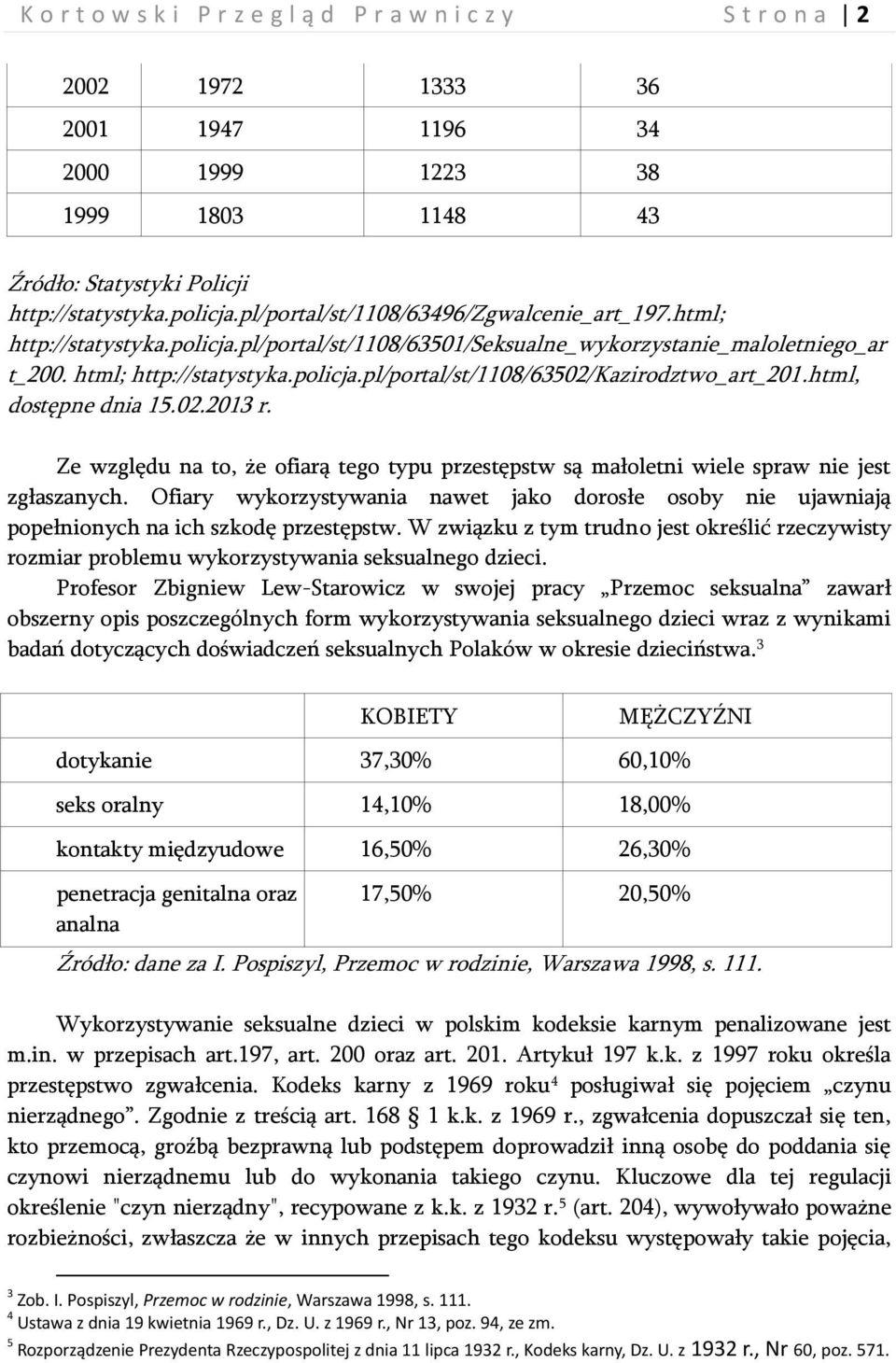 html, dostępne dnia 15.02.2013 r. Ze względu na to, że ofiarą tego typu przestępstw są małoletni wiele spraw nie jest zgłaszanych.