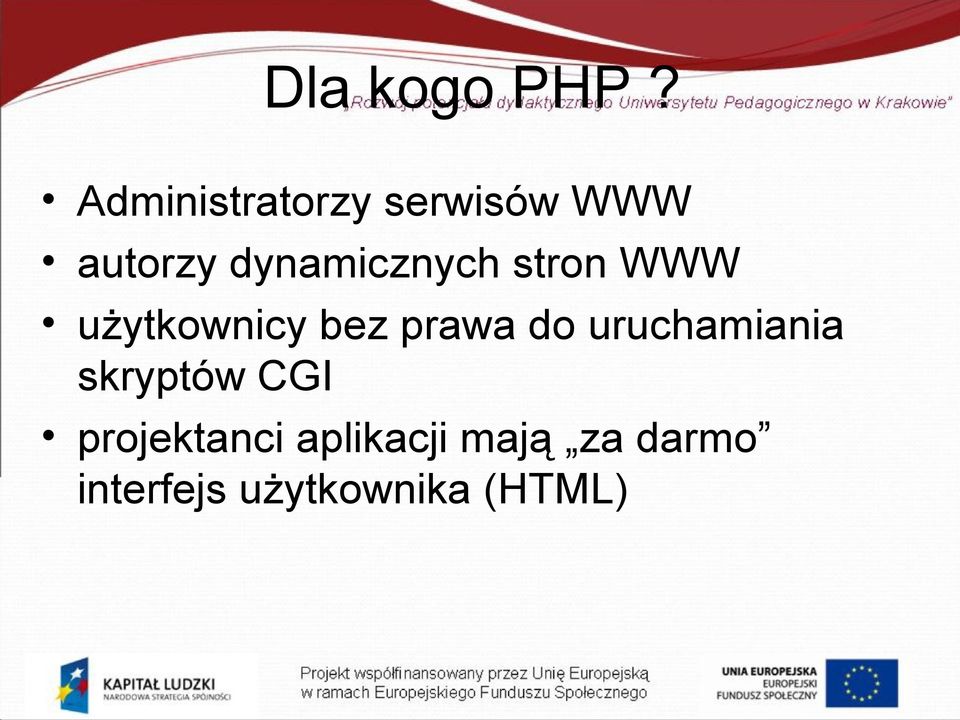 dynamicznych stron WWW użytkownicy bez prawa do