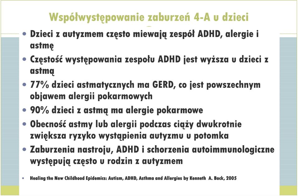 pokarmowe Obecność astmy lub alergii podczas ciąży dwukrotnie zwiększa ryzyko wystąpienia autyzmu u potomka Zaburzenia nastroju, ADHD i