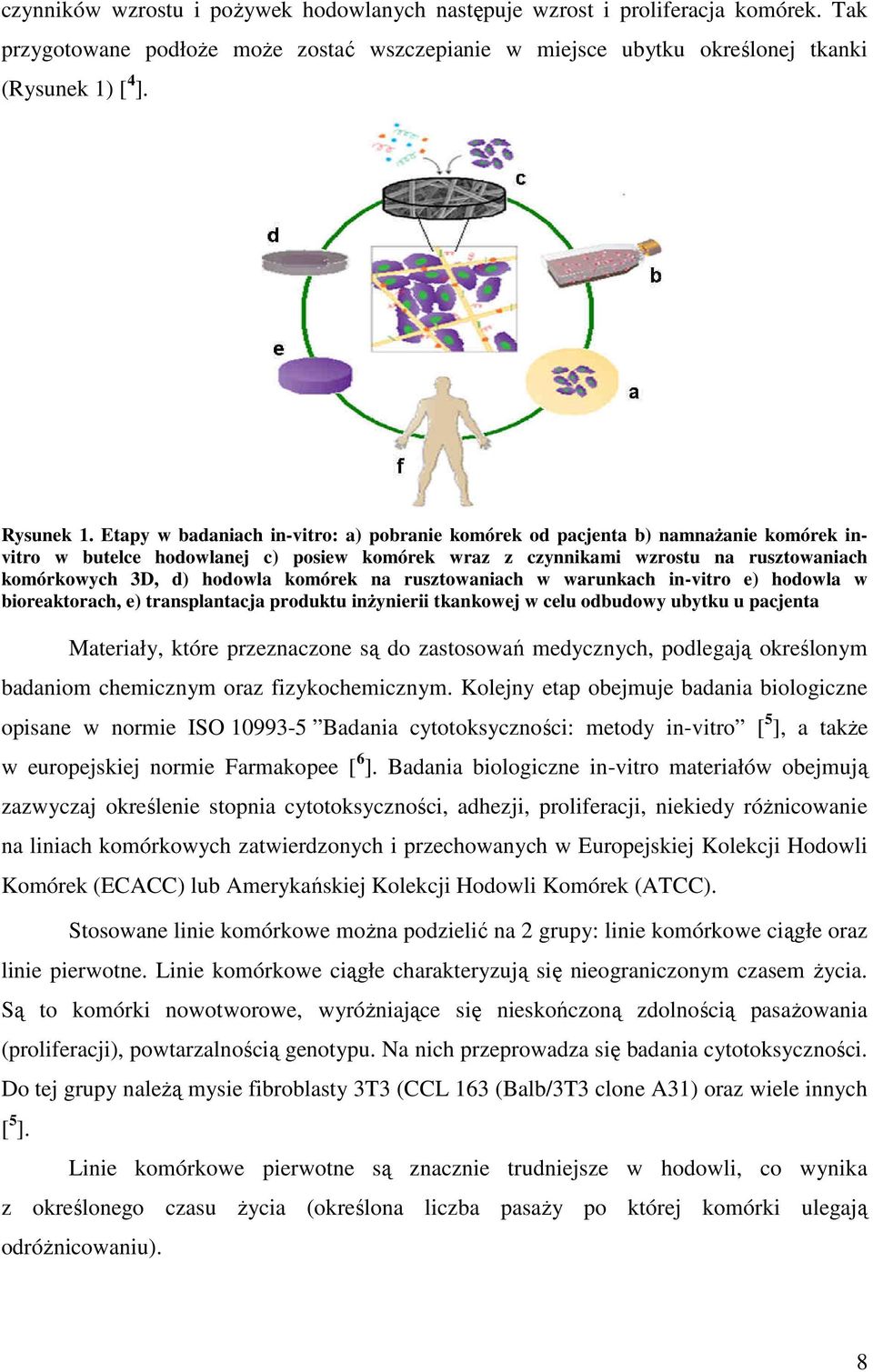 komórek na rusztowaniach w warunkach in-vitro e) hodowla w bioreaktorach, e) transplantacja produktu inżynierii tkankowej w celu odbudowy ubytku u pacjenta Materiały, które przeznaczone są do