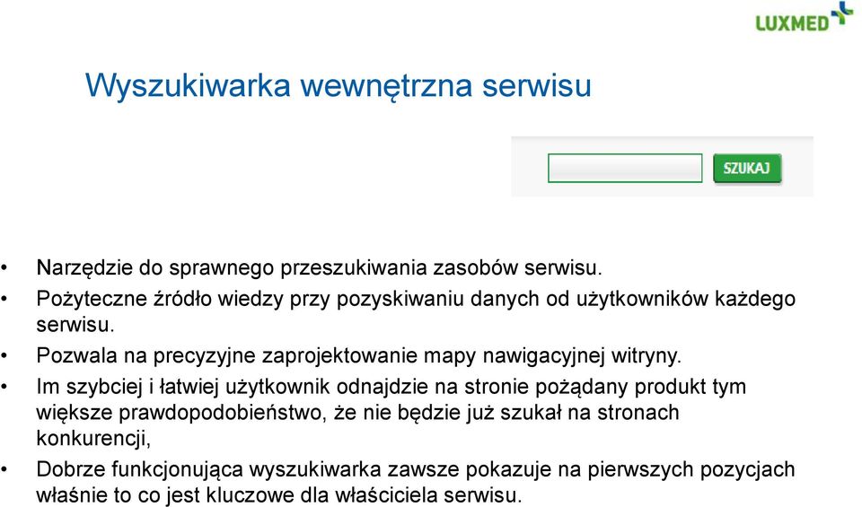 Pozwala na precyzyjne zaprojektowanie mapy nawigacyjnej witryny.