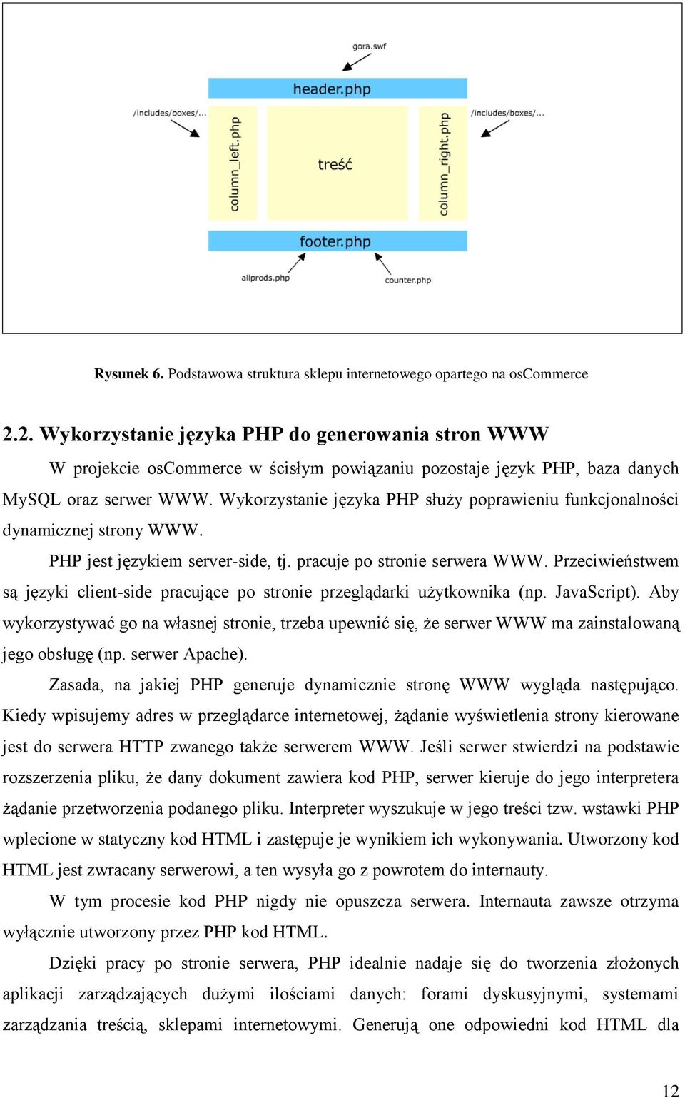 Wykorzystanie języka PHP służy poprawieniu funkcjonalności dynamicznej strony WWW. PHP jest językiem server-side, tj. pracuje po stronie serwera WWW.