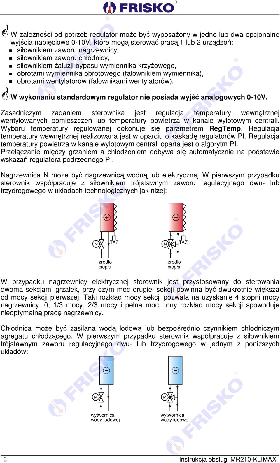 W wykonaniu standardowym regulator nie posiada wyjść analogowych 0-10V.