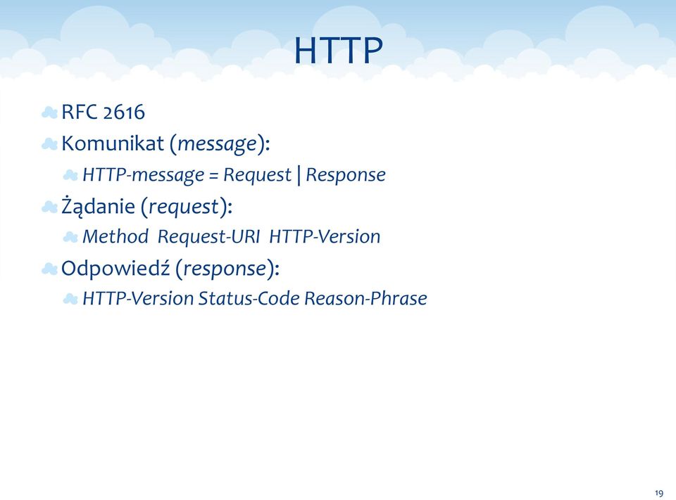 Method Request- URI HTTP- Version Odpowiedź