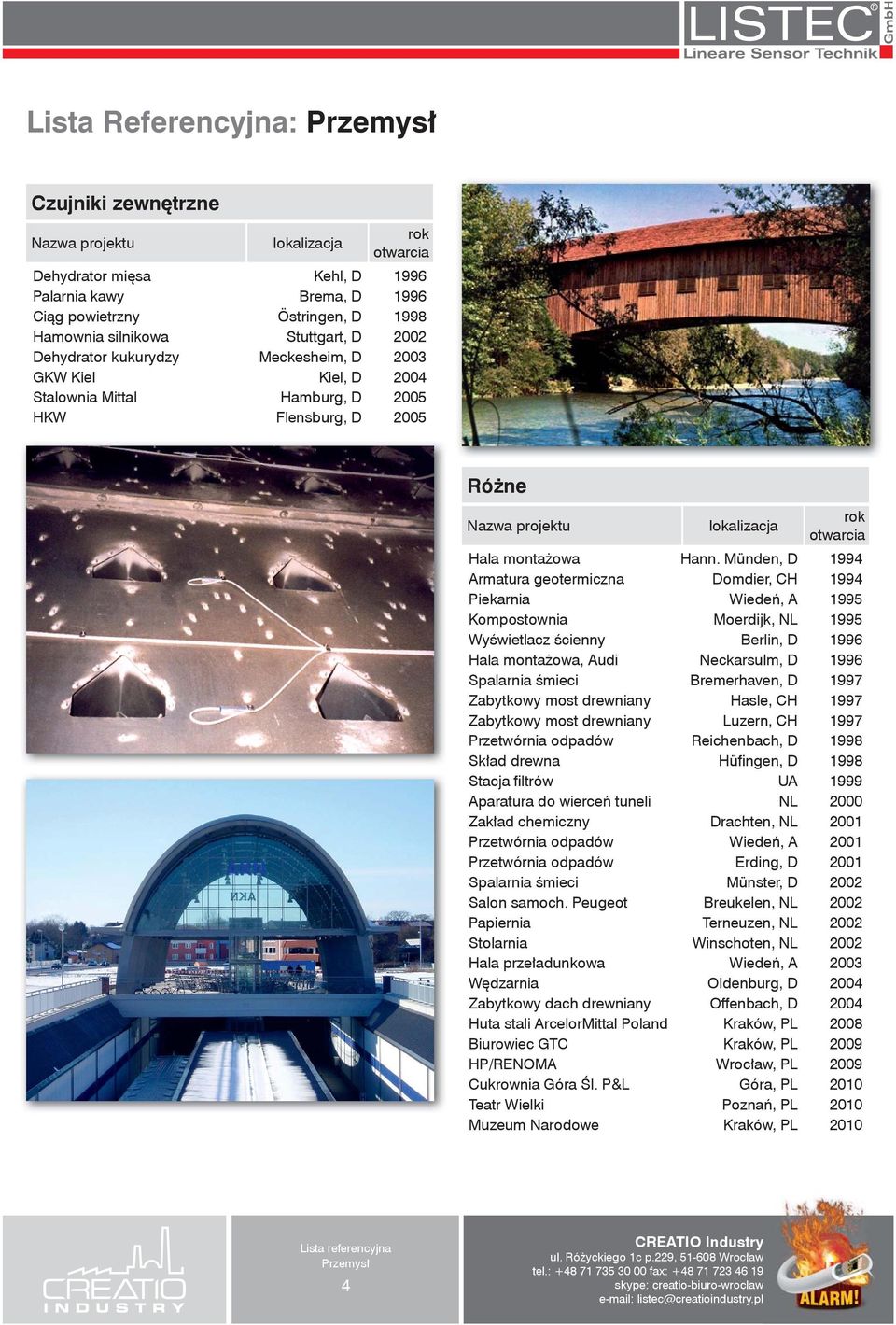 Münden, D 1994 Armatura geotermiczna Domdier, CH 1994 Piekarnia Wiedeń, A 1995 Kompostownia Moerdijk, NL 1995 Wyświetlacz ścienny Berlin, D 1996 Hala montażowa, Audi Neckarsulm, D 1996 Spalarnia