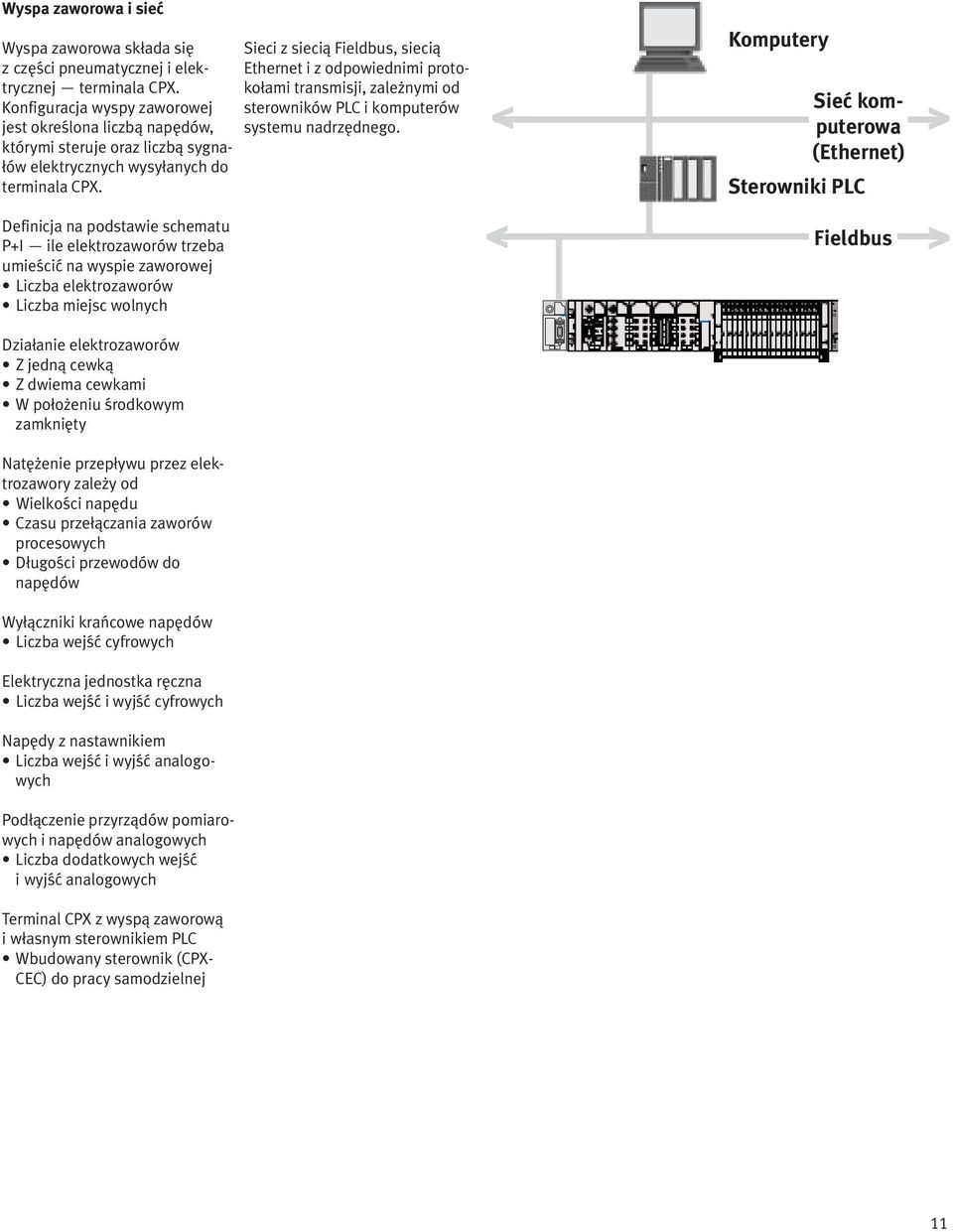 Sieci z siecią Fieldbus, siecią Ethernet i z odpowiednimi protokołami transmisji, zależnymi od sterowników PLC i komputerów systemu nadrzędnego.