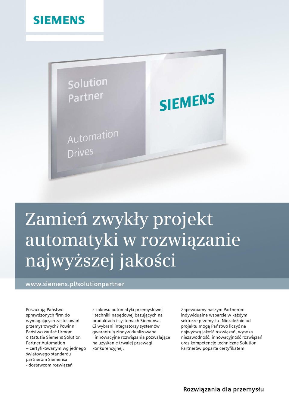 i techniki napędowej bazujących na produktach i systemach Siemensa.