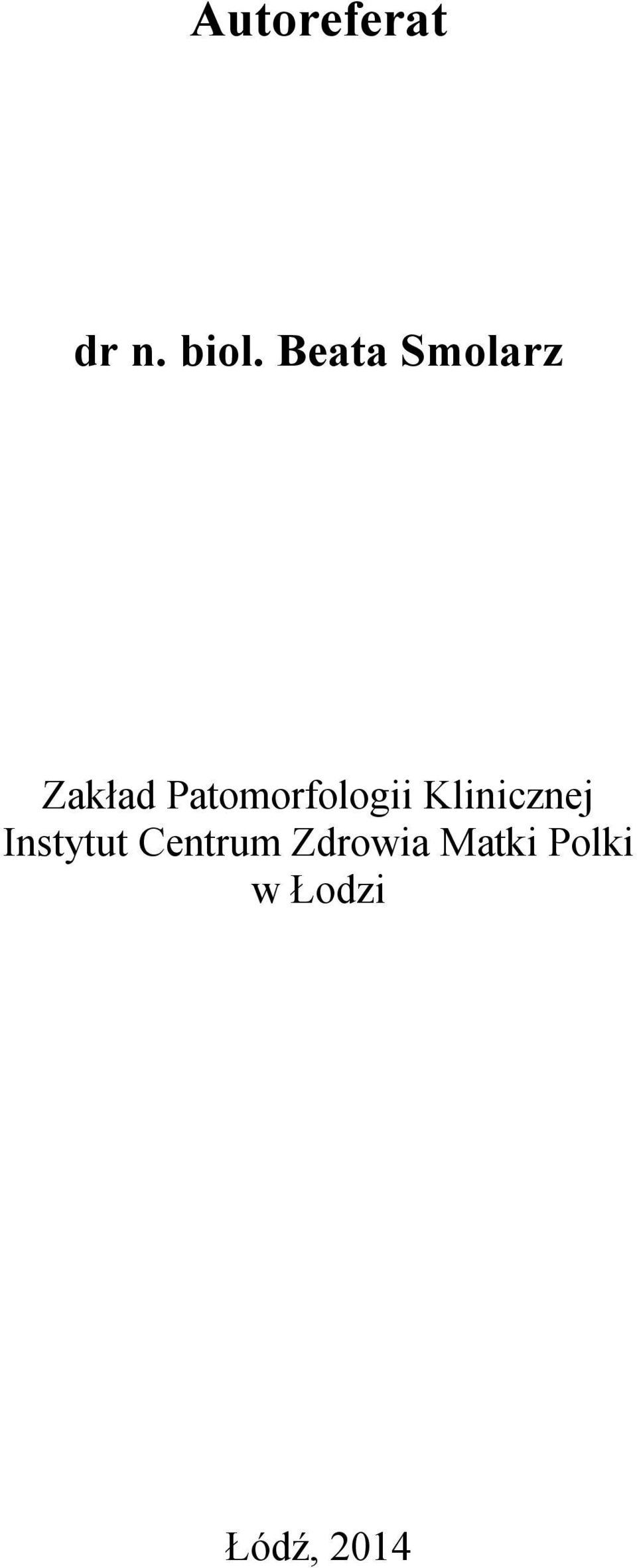 Patomorfologii Klinicznej