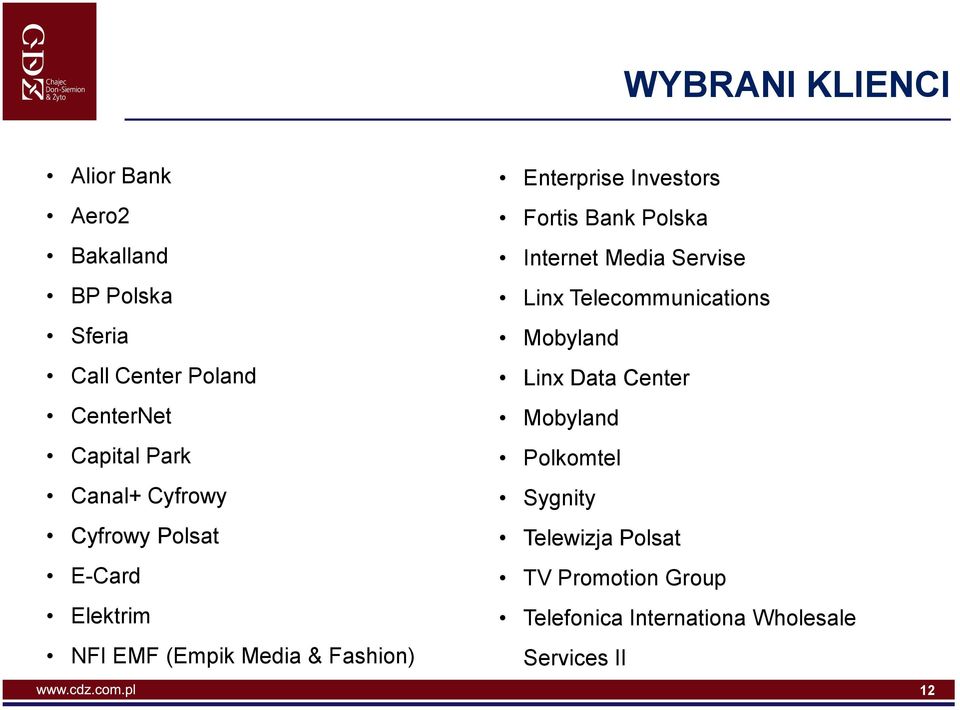 Investors Fortis Bank Polska Internet Media Servise Linx Telecommunications Mobyland Linx Data