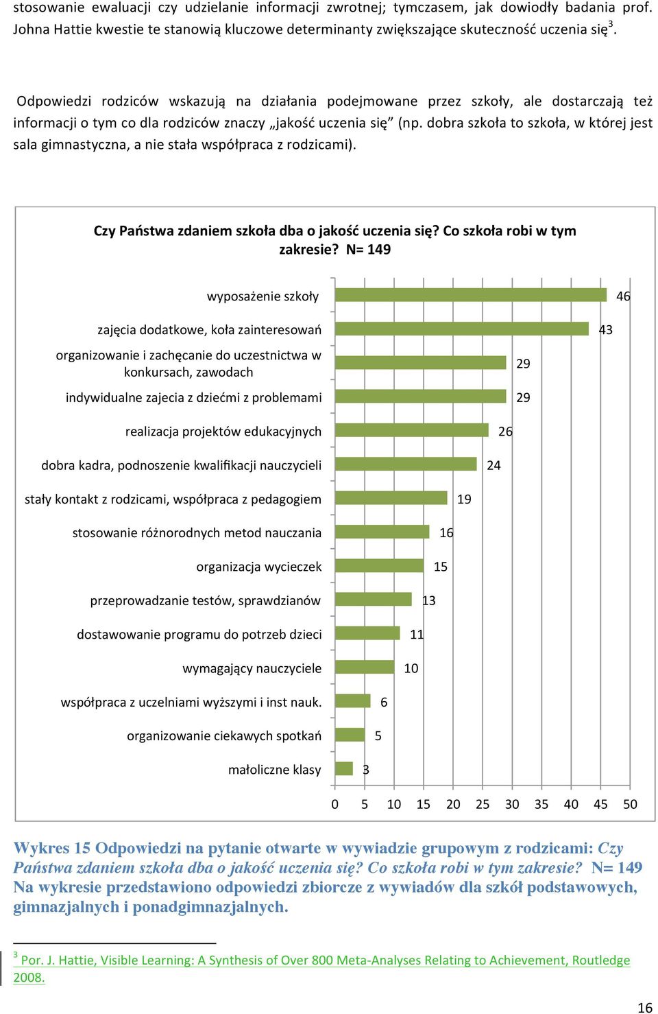 dobra szkoła to szkoła, w której jest sala gimnastyczna, a nie stała współpraca z rodzicami). Czy Państwa zdaniem szkoła dba o jakość uczenia się? Co szkoła robi w tym zakresie?