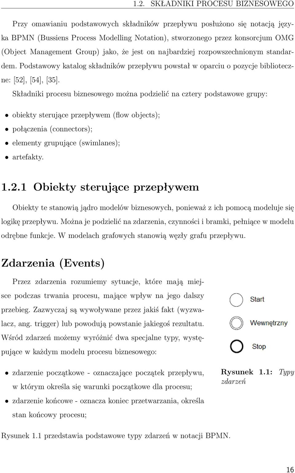 Składniki procesu biznesowego można podzielić na cztery podstawowe grupy: obiekty sterujące przepływem (flow objects); połączenia (connectors); elementy grupujące (swimlanes); artefakty. 1.2.