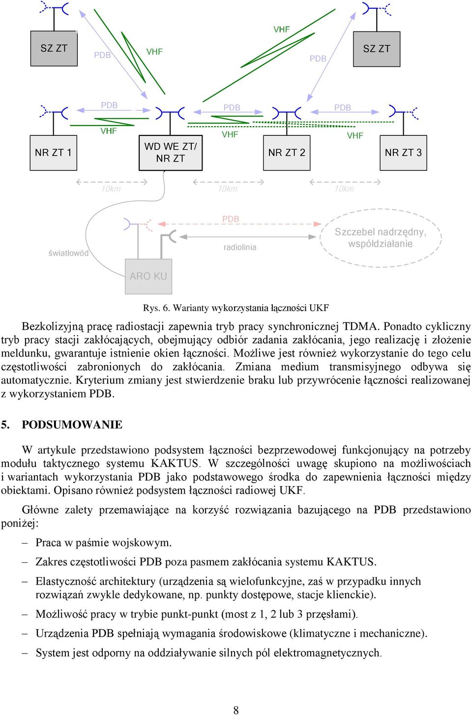 Ponadto cykliczny tryb pracy stacji zakłócających, obejmujący odbiór zadania zakłócania, jego realizację i złożenie meldunku, gwarantuje istnienie okien łączności.