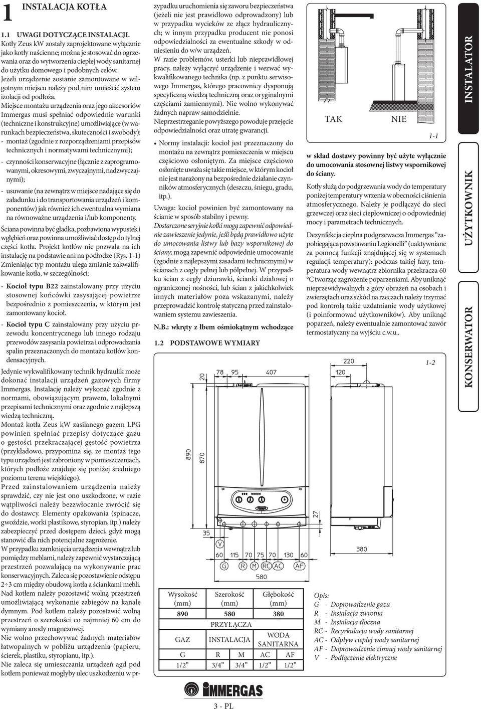 Jeżeli urządzenie zostanie zamontowane w wilgotnym miejscu należy pod nim umieścić system izolacji od podłoża.